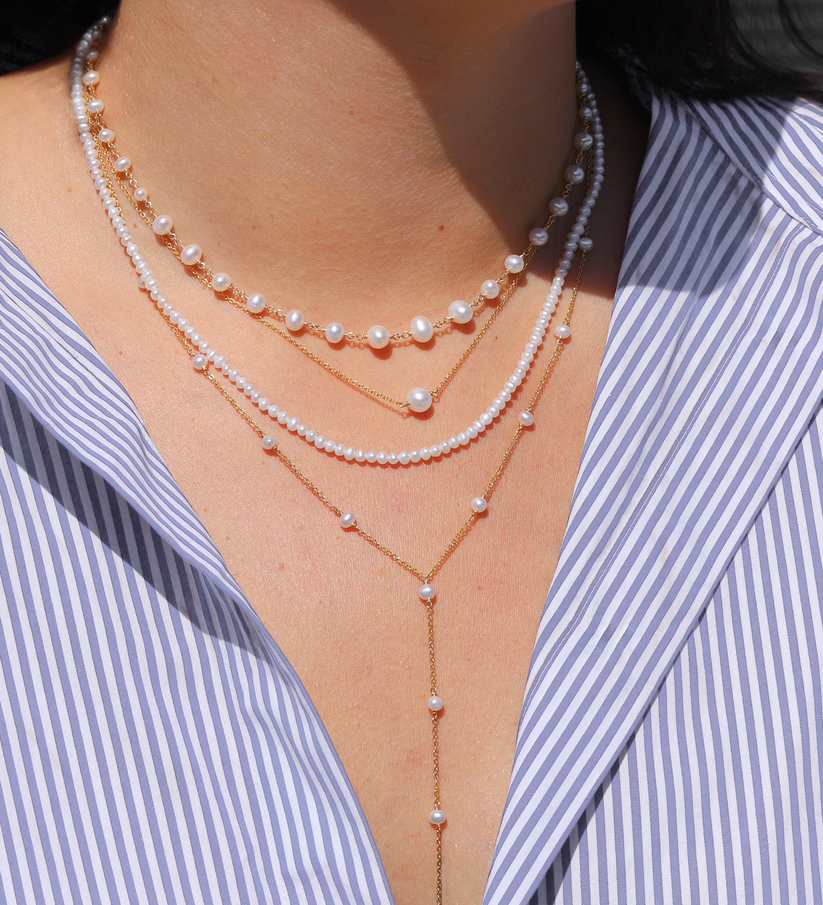 Poppy Rose-Pearl East-West Necklace-Necklaces-Blue Ruby Jewellery-Vancouver Canada