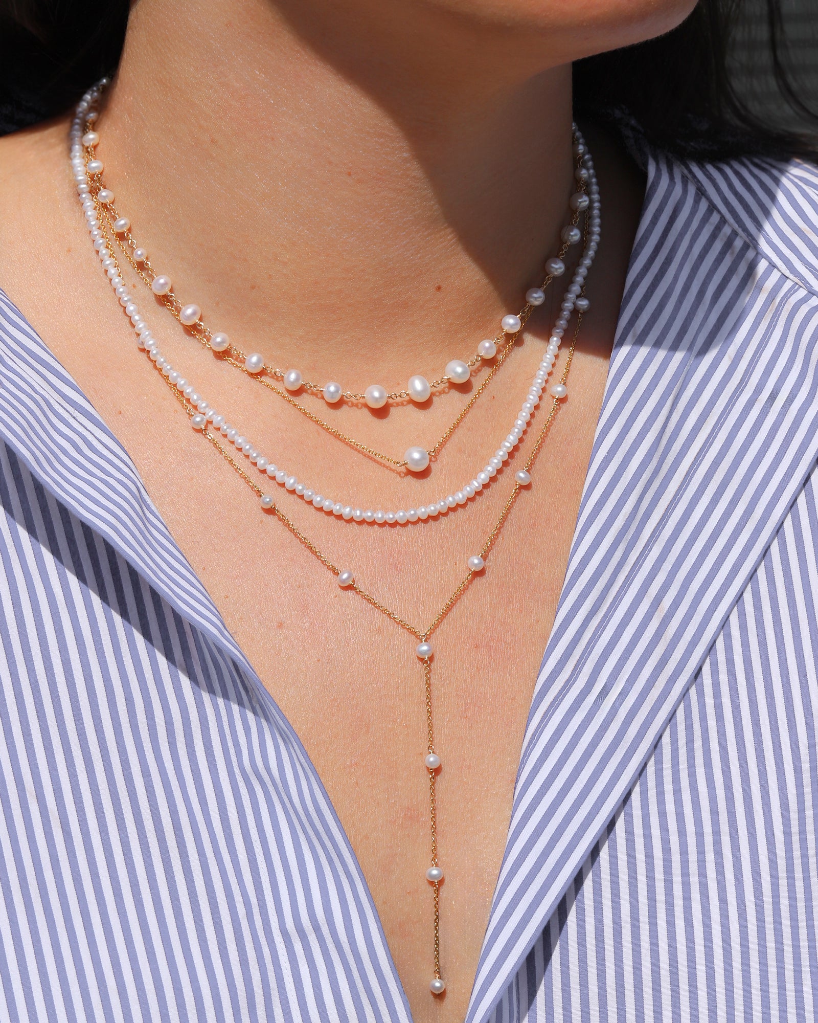Poppy Rose-Pearl East-West Necklace-Necklaces-Blue Ruby Jewellery-Vancouver Canada