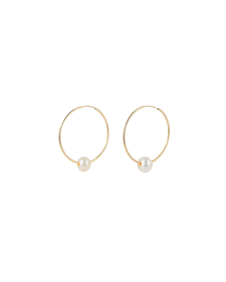 Poppy Rose-Floating Pearl Hoops I 35mm-Earrings-14k Gold Filled, White Pearl-Blue Ruby Jewellery-Vancouver Canada