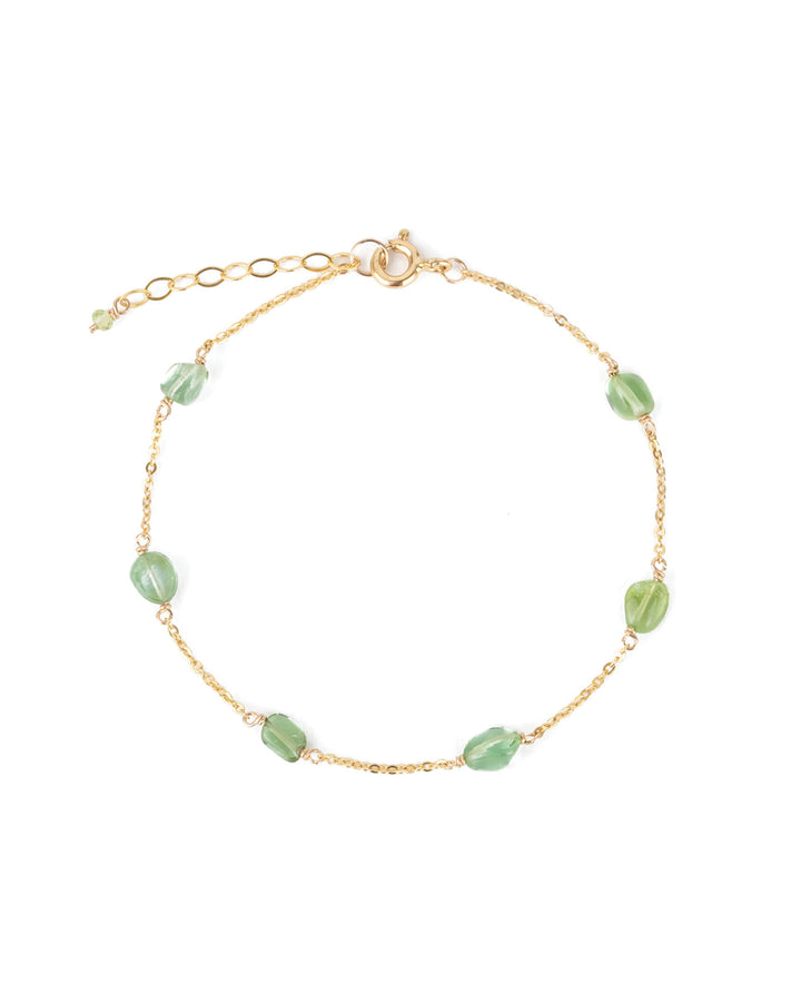 Poppy Rose-Kate Anklet-Anklets-14k Gold Filled, Green Tourmaline-Blue Ruby Jewellery-Vancouver Canada