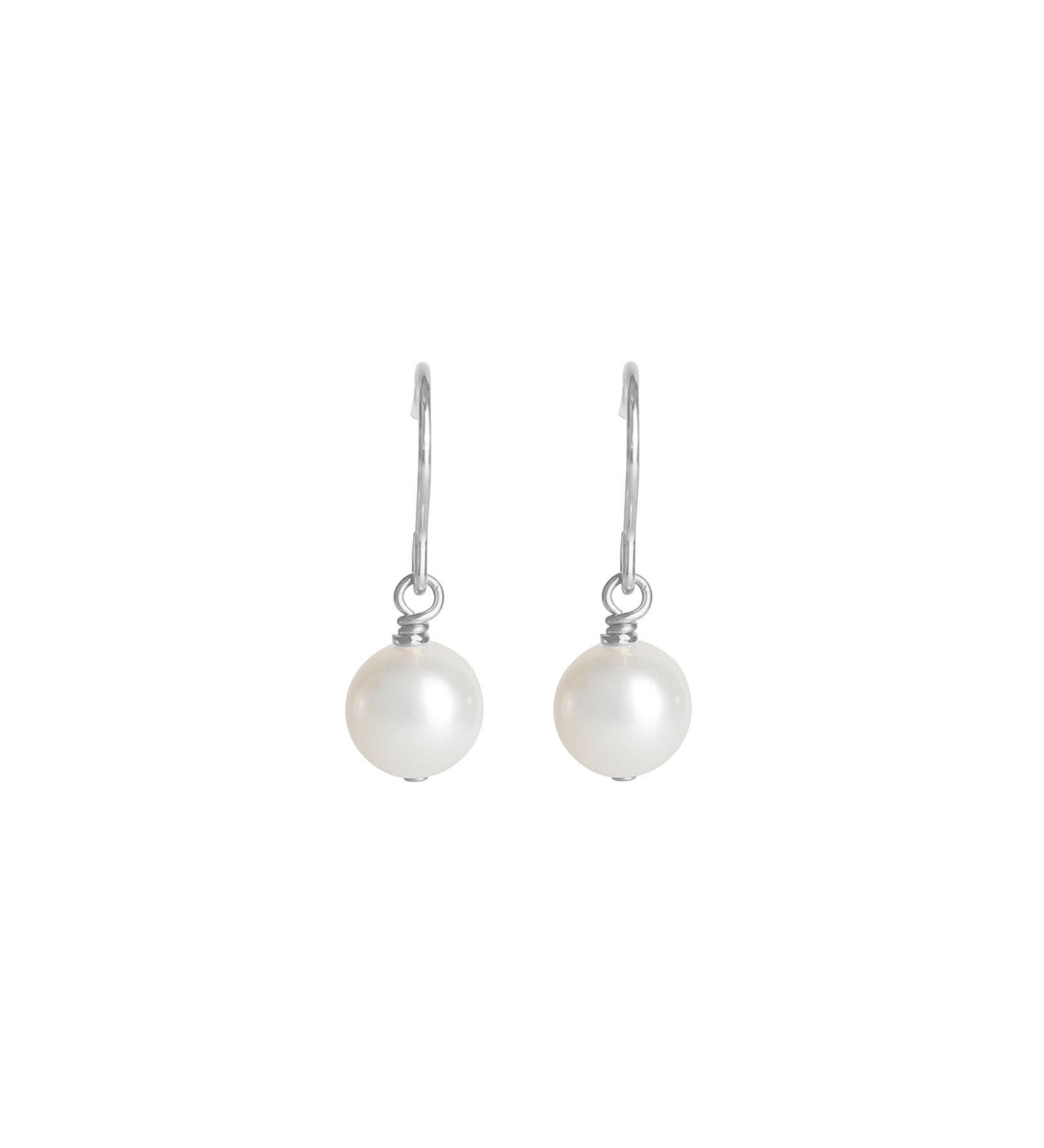 Poppy Rose-Pearl Drop Hooks-Earrings-Sterling Silver, Freshwater Pearl-Blue Ruby Jewellery-Vancouver Canada