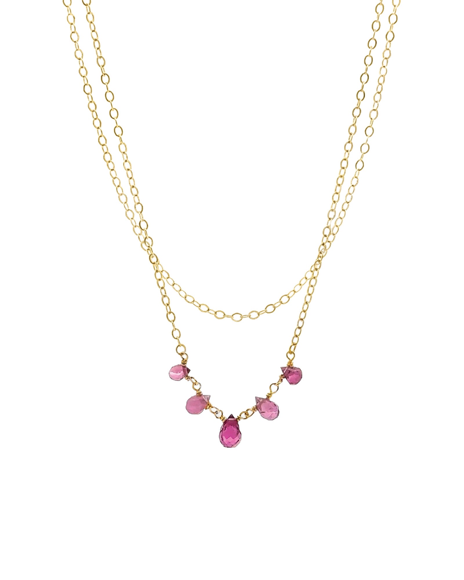 Poppy Rose-Amber Necklace-Necklaces-14k Gold Filled, Pink Tourmaline-Blue Ruby Jewellery-Vancouver Canada