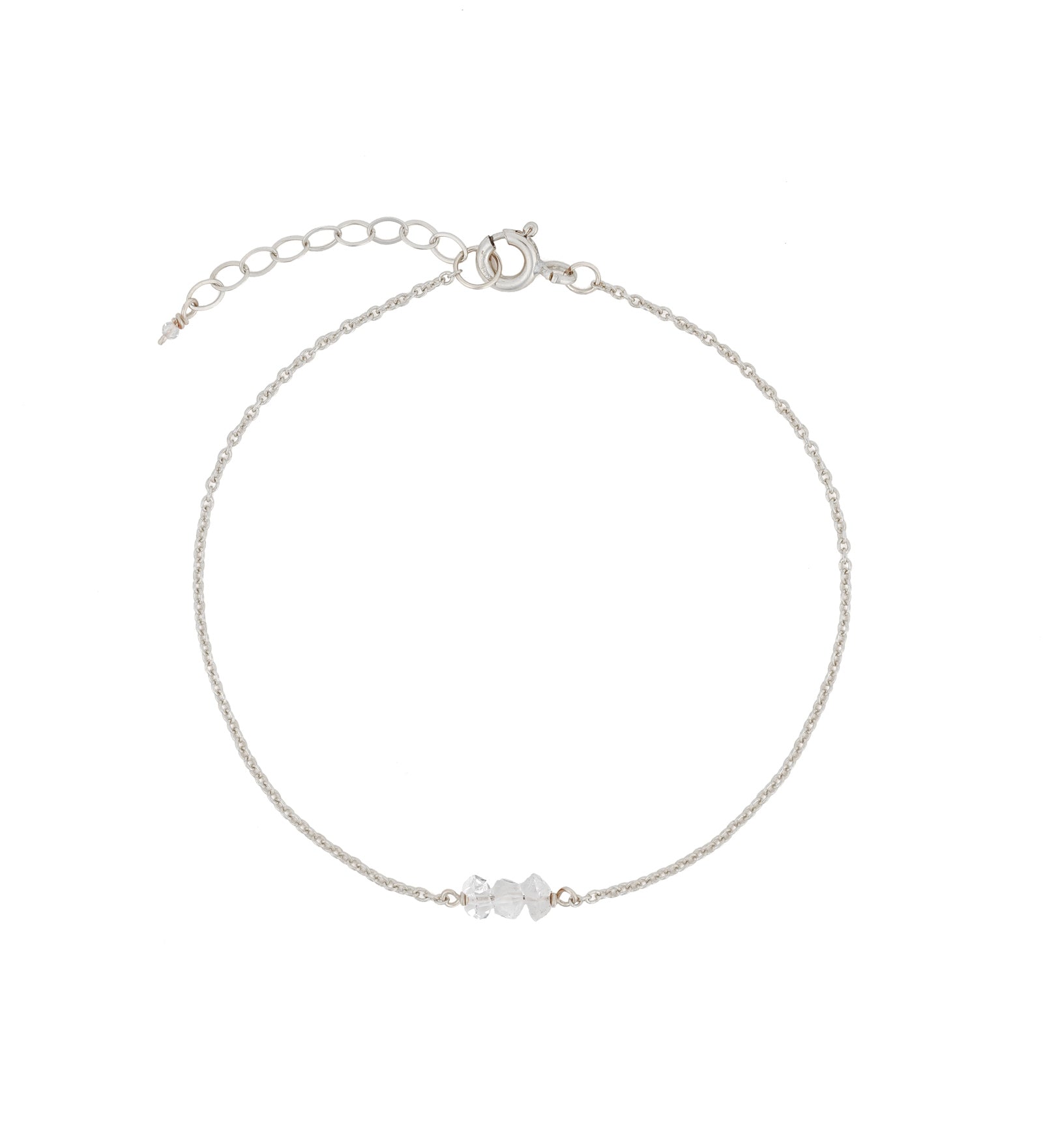 Poppy Rose-Birthstone Bracelet-Bracelets-Sterling Silver, Herkimer Diamond - April-Blue Ruby Jewellery-Vancouver Canada
