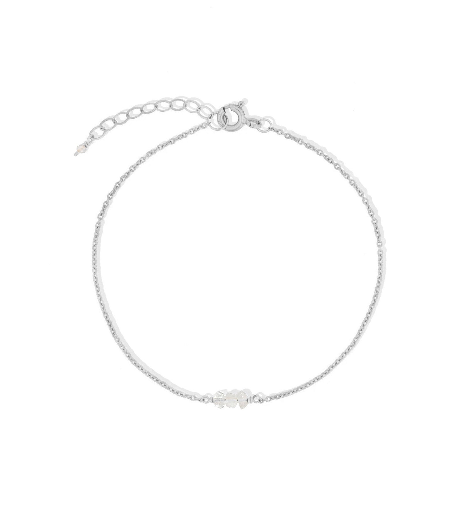 Poppy Rose-Birthstone Bracelet-Bracelets-Sterling Silver, Herkimer Diamond - April-Blue Ruby Jewellery-Vancouver Canada
