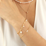Poppy Rose-Mixed Pearl Drop Chain Bracelet-Bracelets-Blue Ruby Jewellery-Vancouver Canada