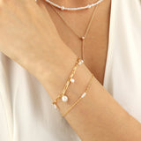 Poppy Rose-Mixed Pearl Drop Chain Bracelet-Bracelets-Blue Ruby Jewellery-Vancouver Canada