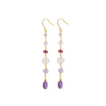 Poppy Rose-Cindy Hooks-Earrings-14k Gold Filled, Amethyst, Rose Quartz-Blue Ruby Jewellery-Vancouver Canada