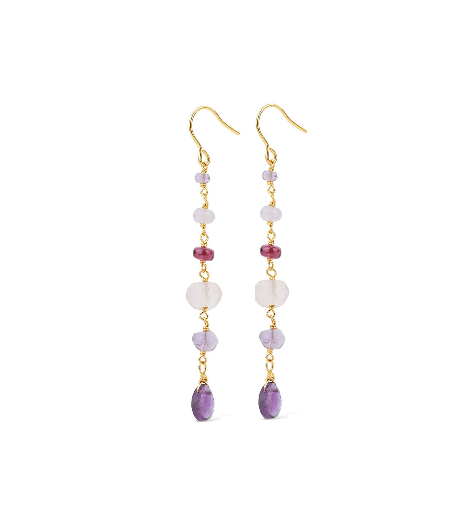 Poppy Rose-Cindy Hooks-Earrings-14k Gold Filled, Amethyst, Rose Quartz-Blue Ruby Jewellery-Vancouver Canada