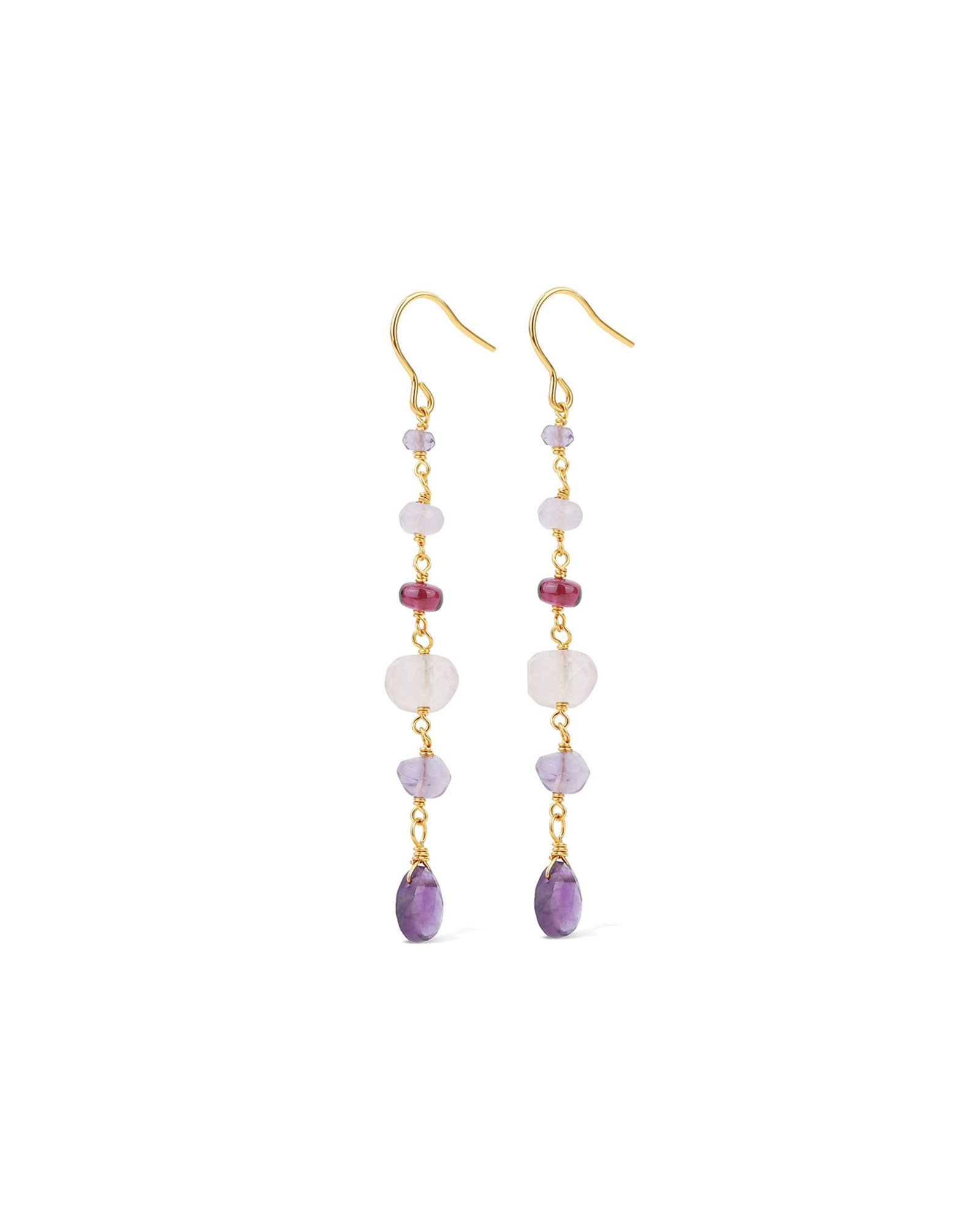 Poppy Rose-Cindy Hooks-Earrings-14k Gold Filled, Amethyst, Rose Quartz-Blue Ruby Jewellery-Vancouver Canada