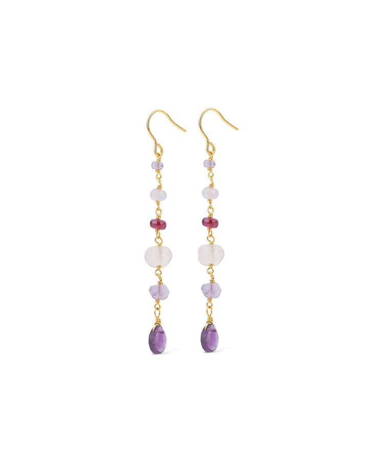 Poppy Rose-Cindy Hooks-Earrings-14k Gold Filled, Amethyst, Rose Quartz-Blue Ruby Jewellery-Vancouver Canada