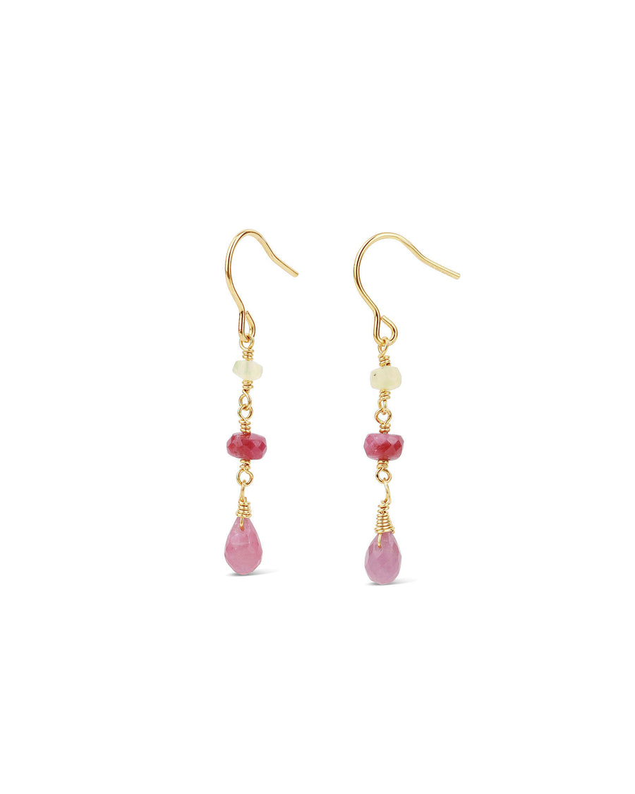 Poppy Rose-Elle Hooks-Earrings-14k Gold Filled, Pink Sapphire, Ruby and Opal-Blue Ruby Jewellery-Vancouver Canada