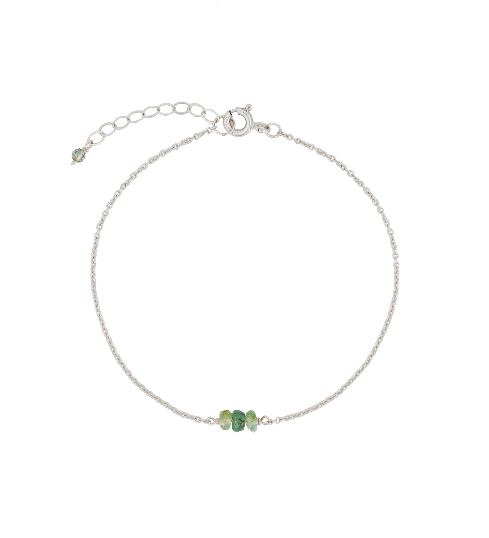 Poppy Rose-Birthstone Bracelet-Bracelets-Sterling Silver, Emerald and Fluorite - May-Blue Ruby Jewellery-Vancouver Canada