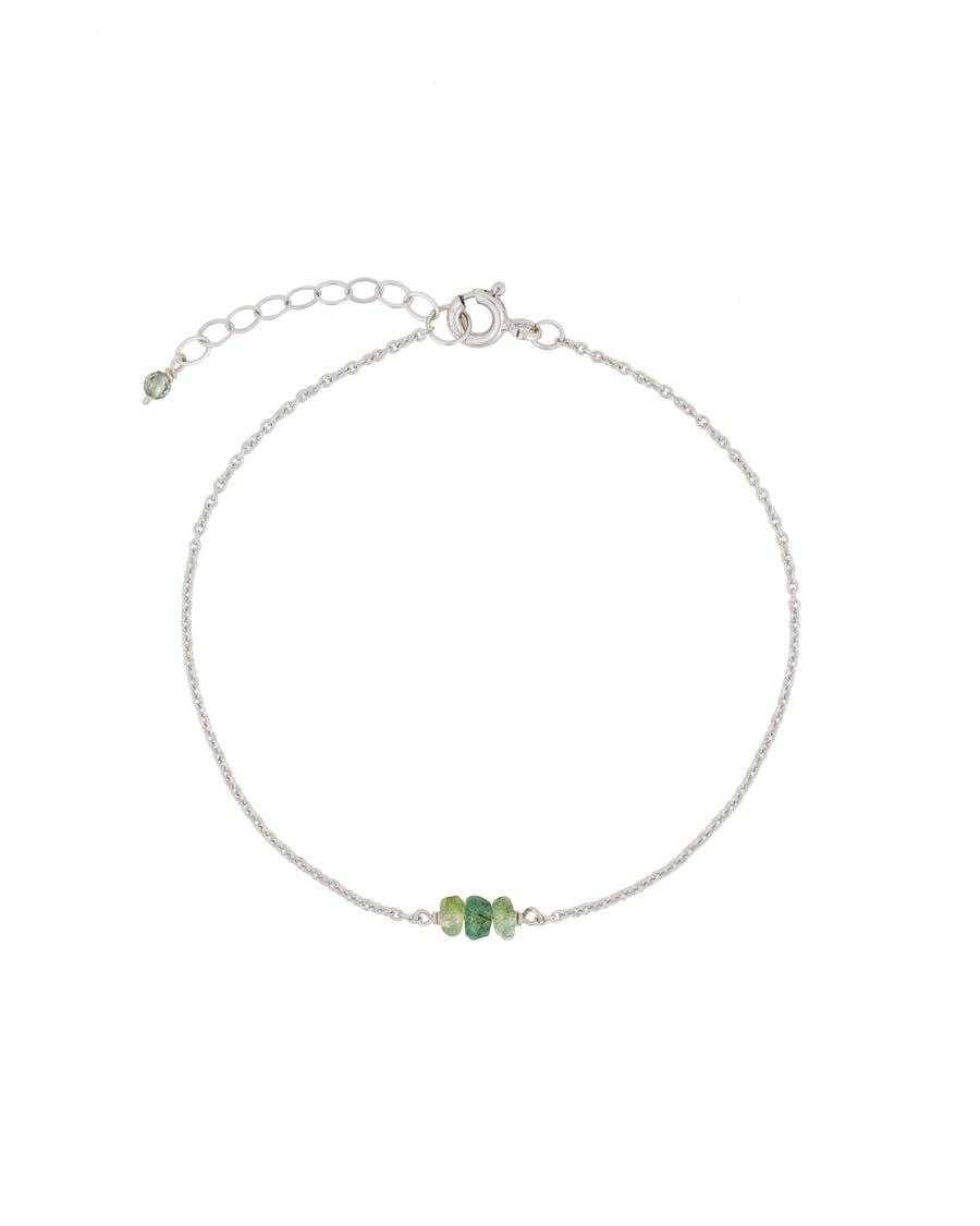 Poppy Rose-Birthstone Bracelet-Bracelets-Sterling Silver, Emerald and Fluorite - May-Blue Ruby Jewellery-Vancouver Canada