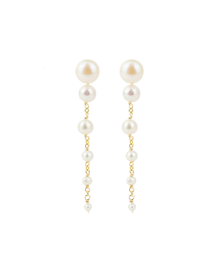 Poppy Rose-Graduated Pearl Drop Studs-Earrings-14k Gold Filled, Freshwater Pearls-Blue Ruby Jewellery-Vancouver Canada