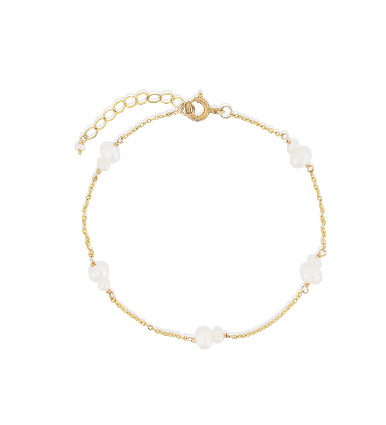 Poppy Rose-Double Station Pearl Bracelet-Bracelets-14k Gold Filled, Freshwater Pearls-Blue Ruby Jewellery-Vancouver Canada