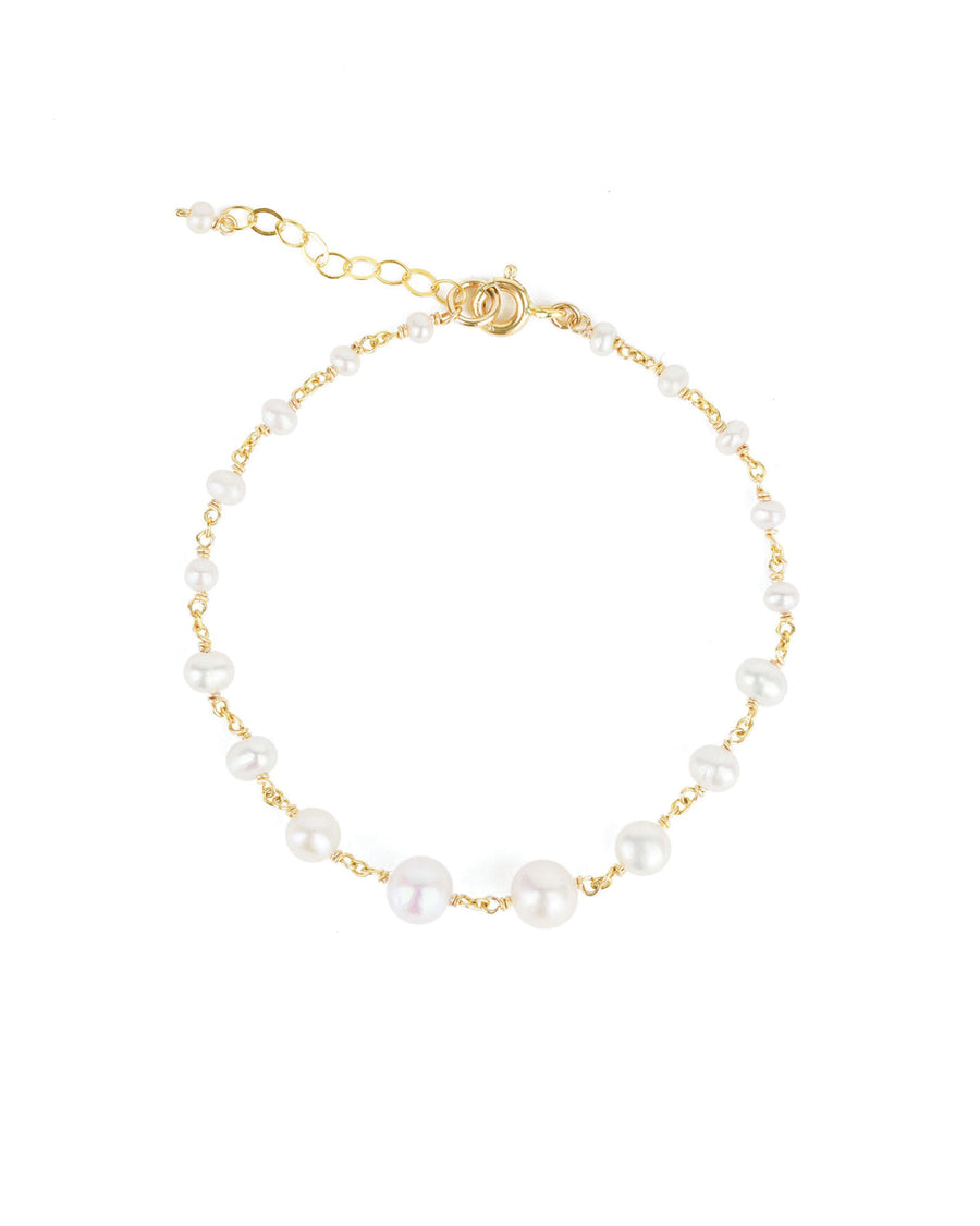 Poppy Rose-Graduated Pearl Strand Bracelet-Bracelets-14k Gold Filled, White Pearl-Blue Ruby Jewellery-Vancouver Canada