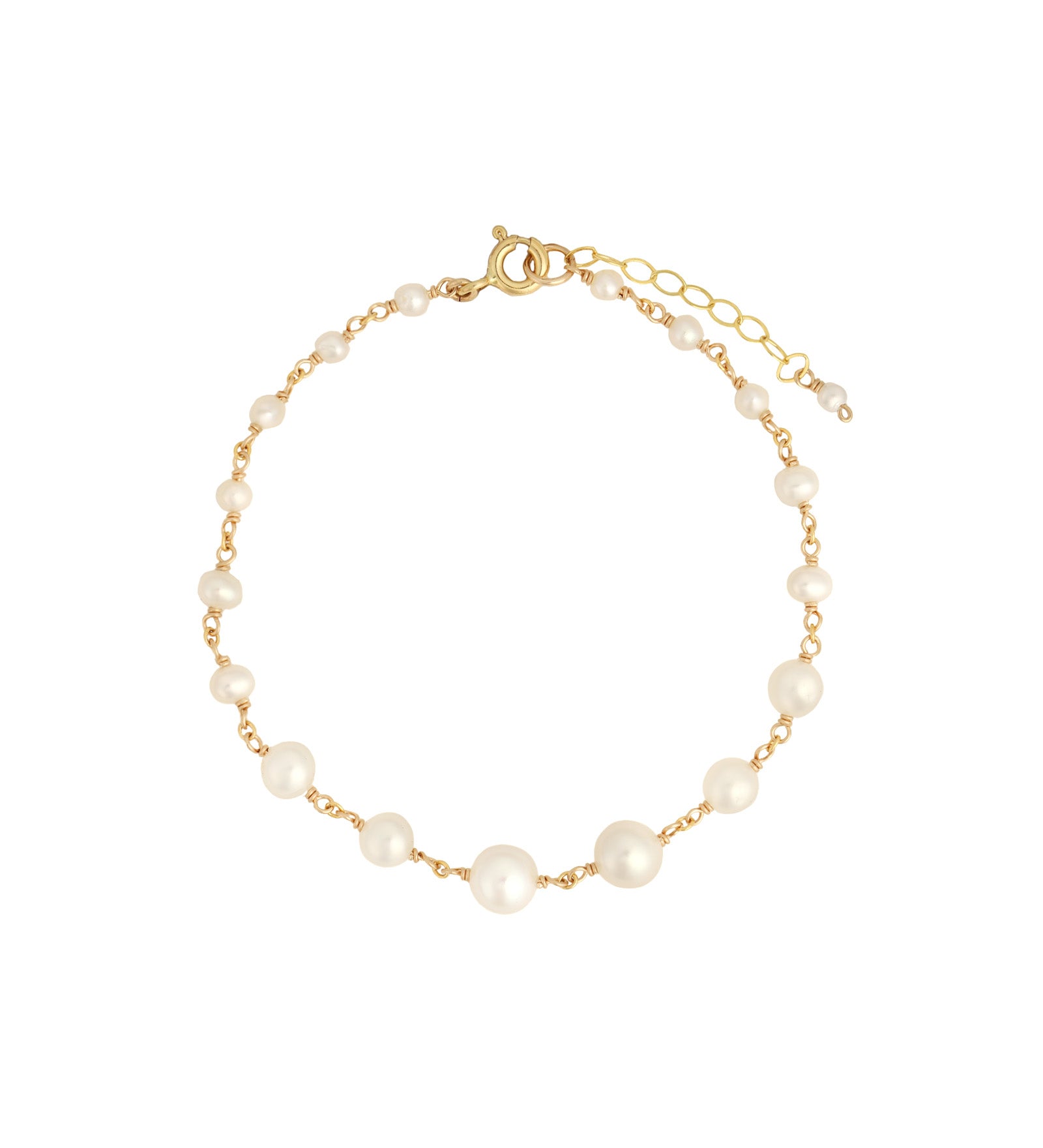 Poppy Rose-Graduated Pearl Strand Bracelet-Bracelets-14k Gold Filled, White Pearl-Blue Ruby Jewellery-Vancouver Canada