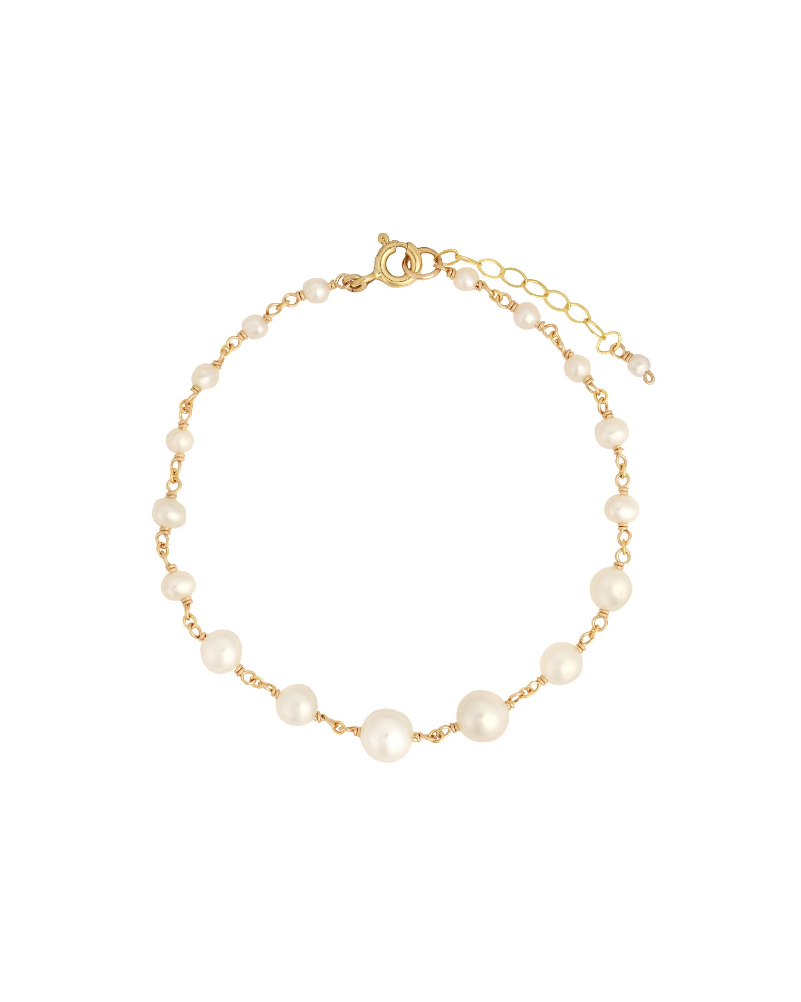 Poppy Rose-Graduated Pearl Strand Bracelet-Bracelets-14k Gold Filled, White Pearl-Blue Ruby Jewellery-Vancouver Canada