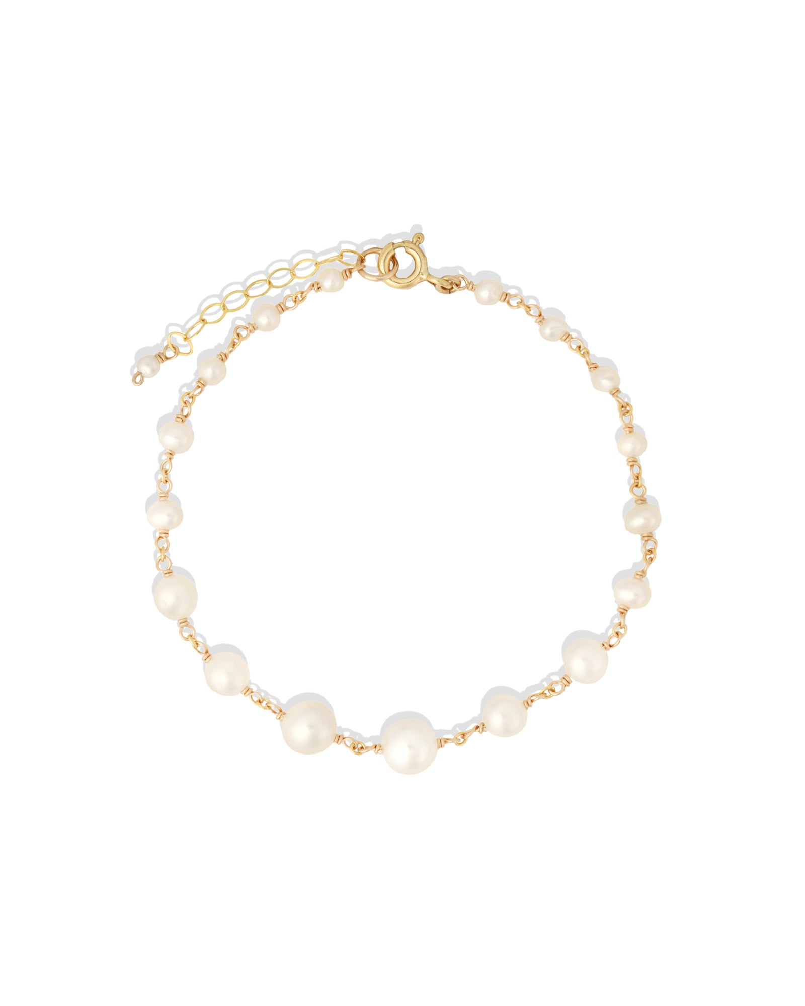 Poppy Rose-Graduated Pearl Strand Bracelet-Bracelets-14k Gold Filled, White Pearl-Blue Ruby Jewellery-Vancouver Canada