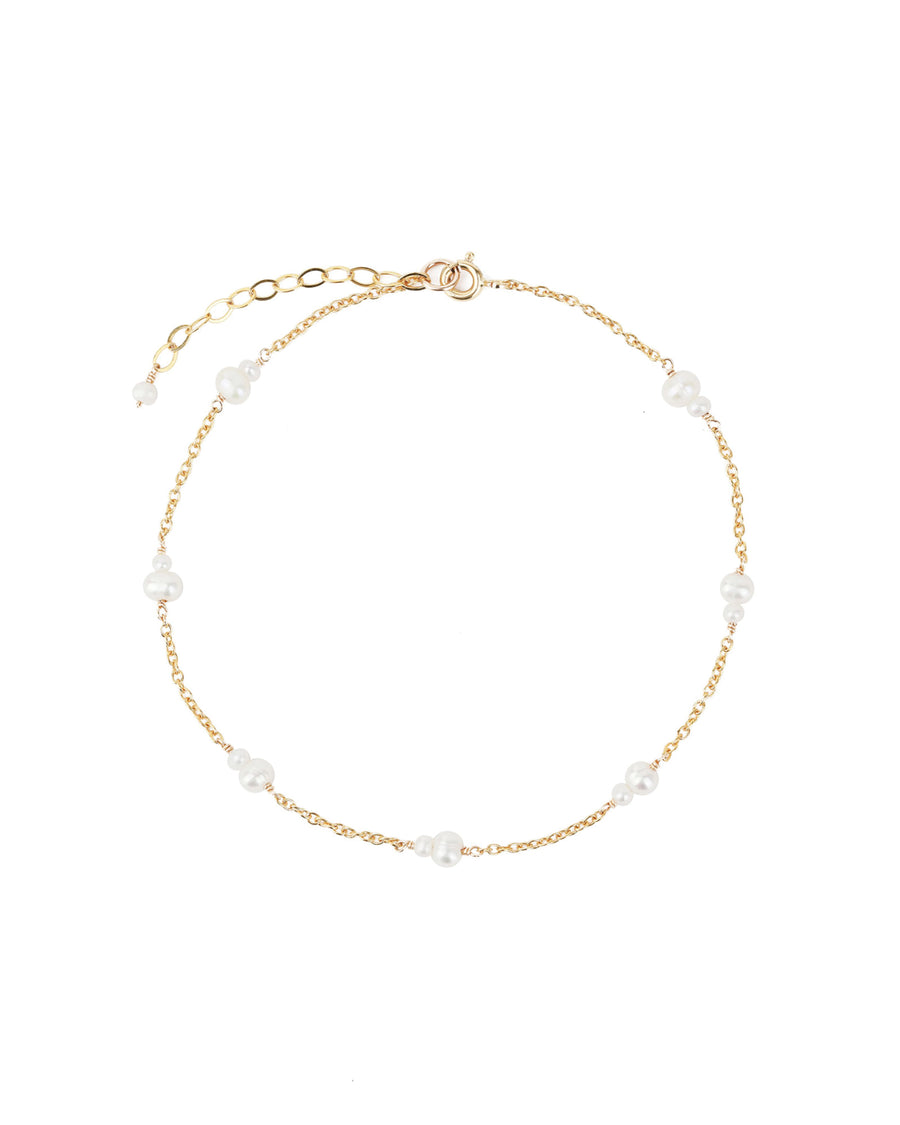 Poppy Rose-Double Station Pearl Anklet-Anklets-14k Gold Filled, Freshwater Pearls-Blue Ruby Jewellery-Vancouver Canada