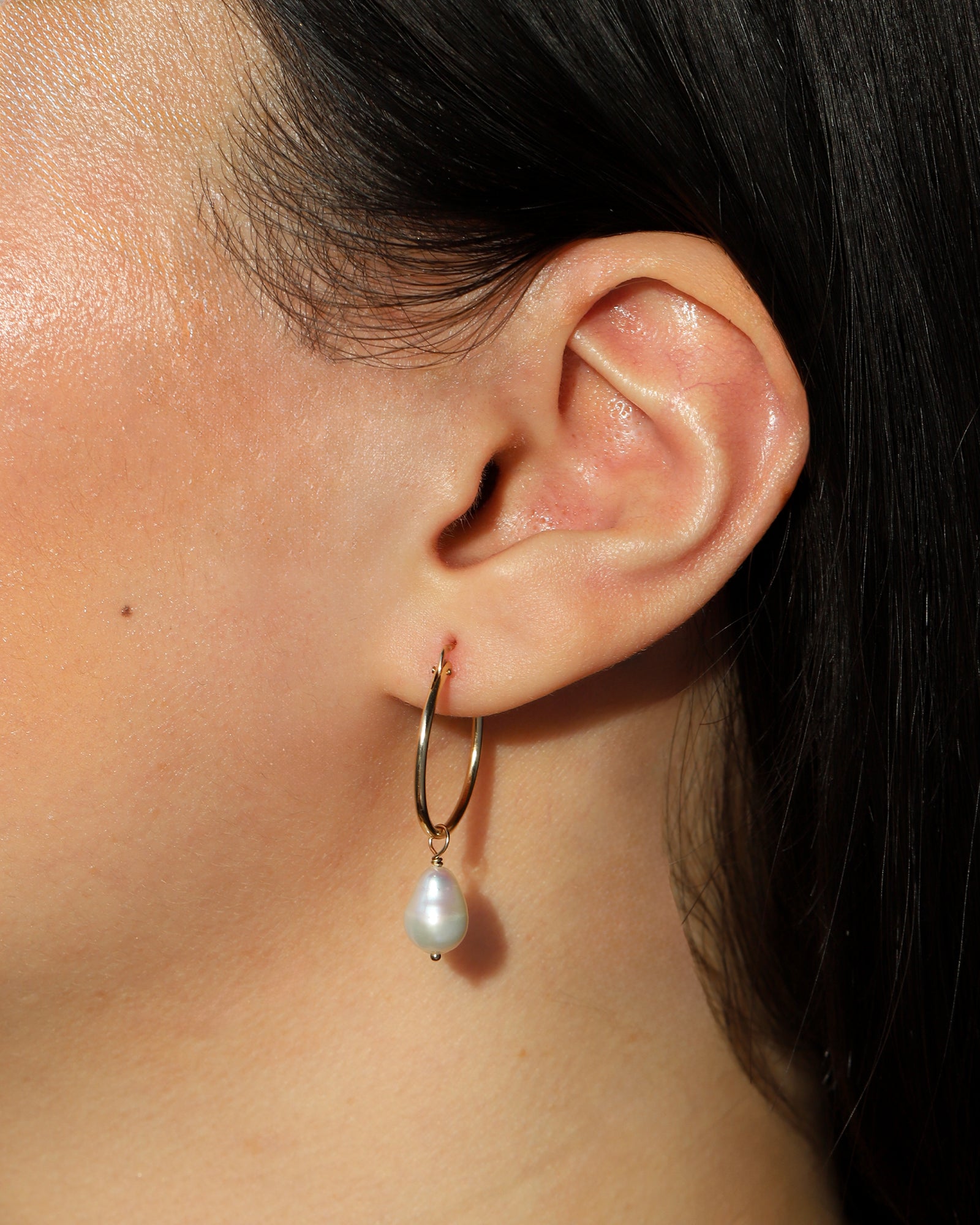 Poppy Rose-Pearl Hoop Charm-Necklaces-Blue Ruby Jewellery-Vancouver Canada