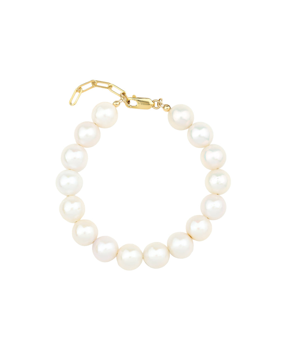 12mm Pearl Bracelet 14k Gold Filled, White Pearl