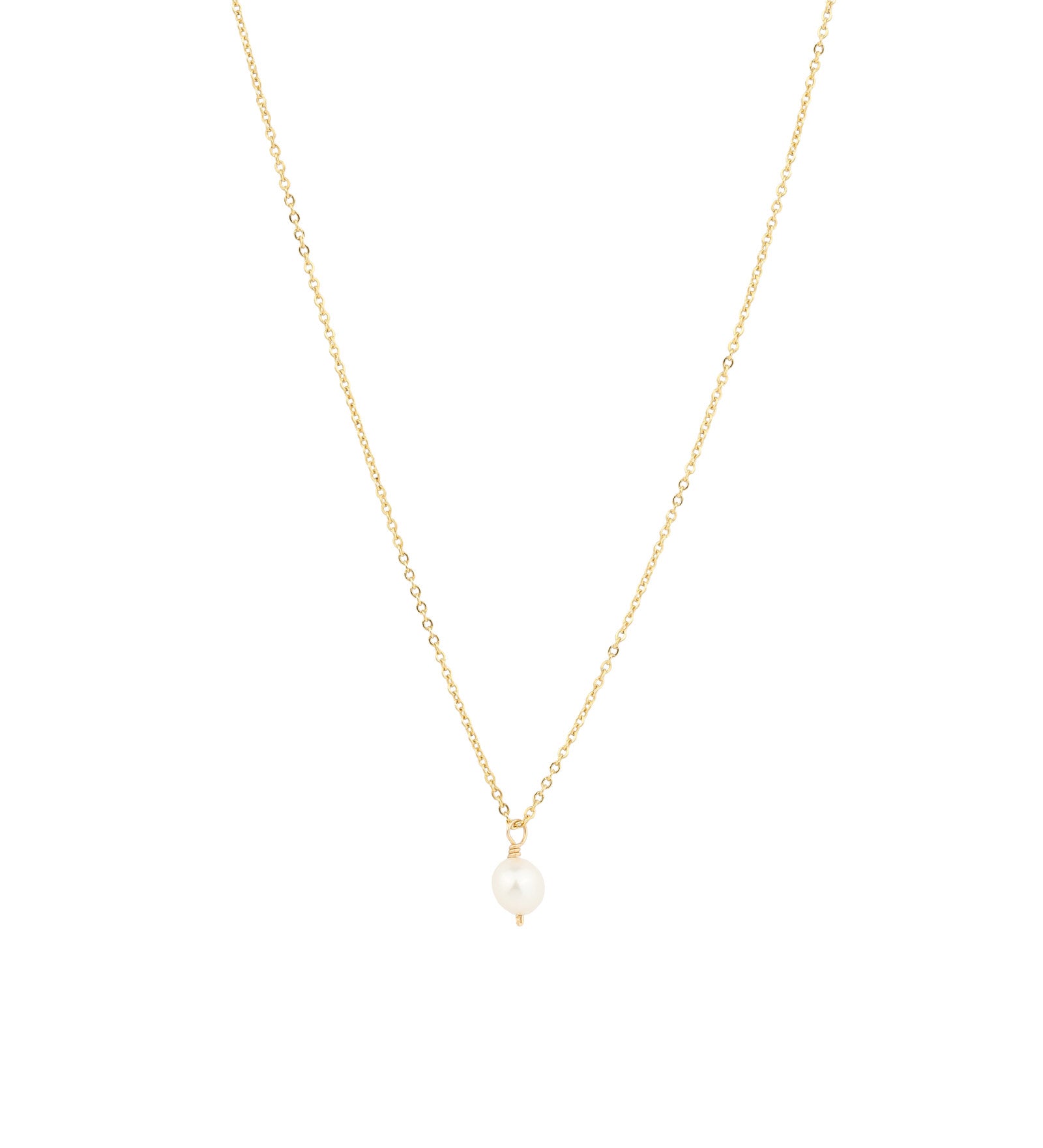 Pearl Drop Necklace | 6mm 14k Gold Filled, White Pearl