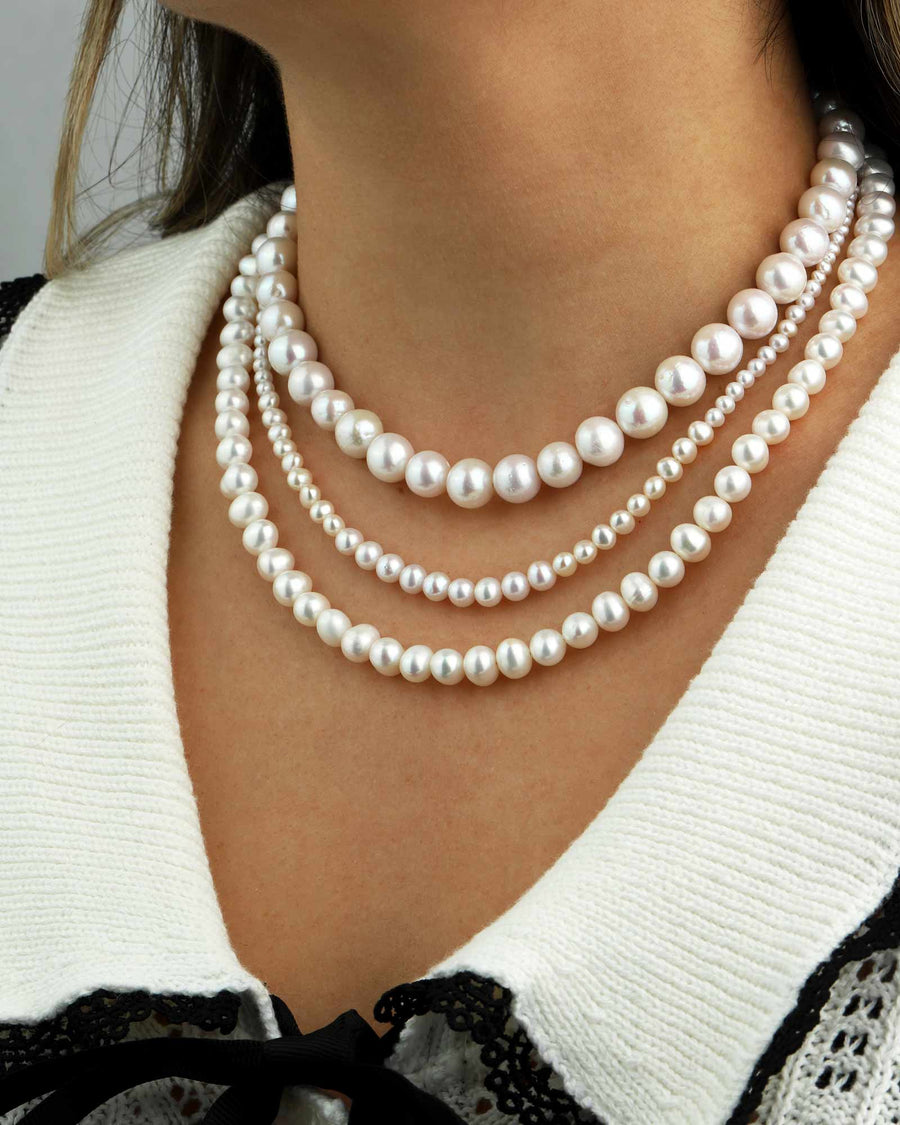 Poppy Rose-Gradual Pearl Strand Necklace-Necklaces-14k Gold Filled, White Pearl-Blue Ruby Jewellery-Vancouver Canada