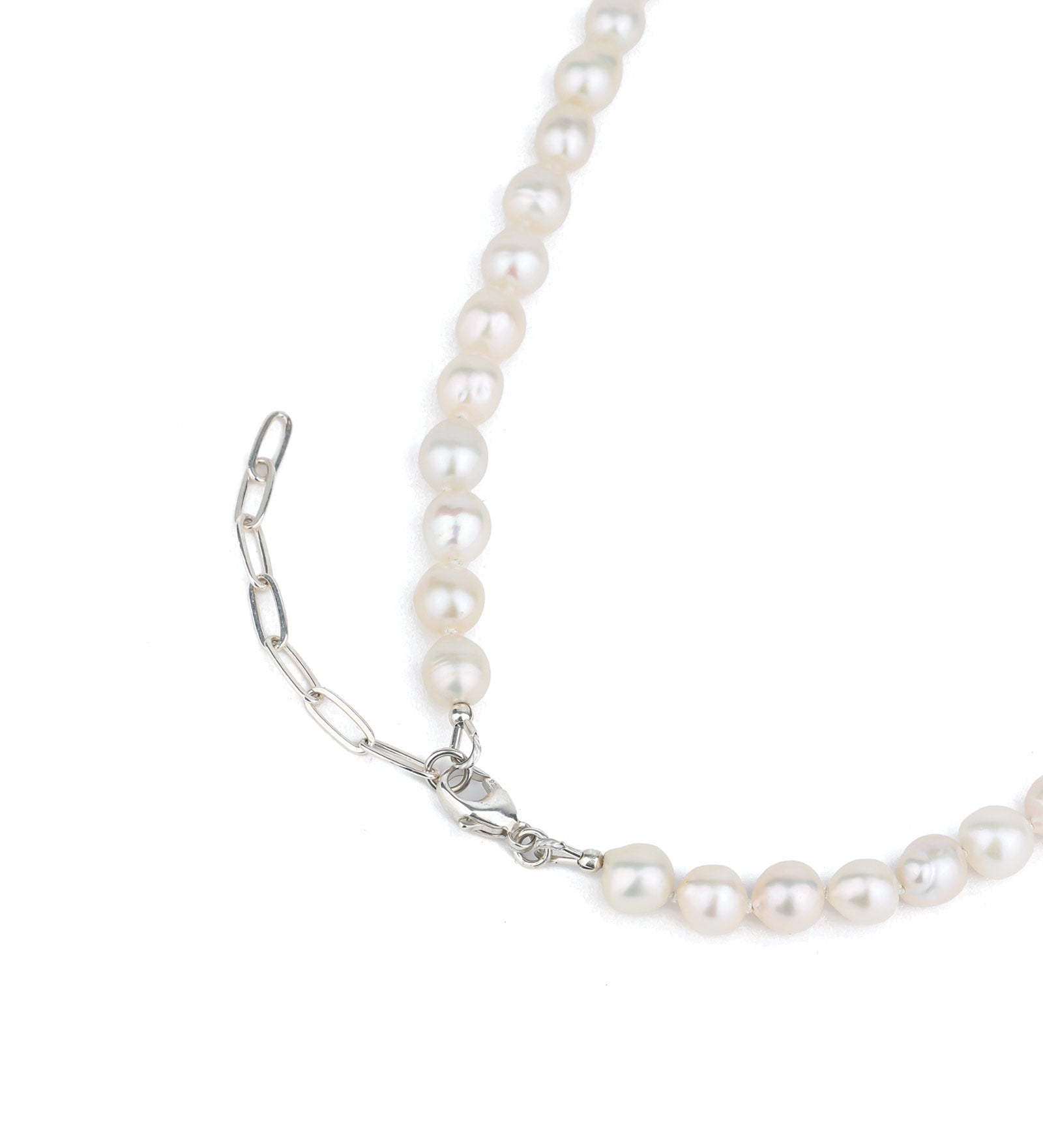 Poppy Rose-Baroque Pearl Necklace-Necklaces-Sterling Silver, White Pearl-Blue Ruby Jewellery-Vancouver Canada