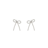 Beaded Short Bow Studs Sterling Silver