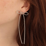 Beaded Long Bow Studs Sterling Silver