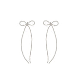 Beaded Long Bow Studs Sterling Silver