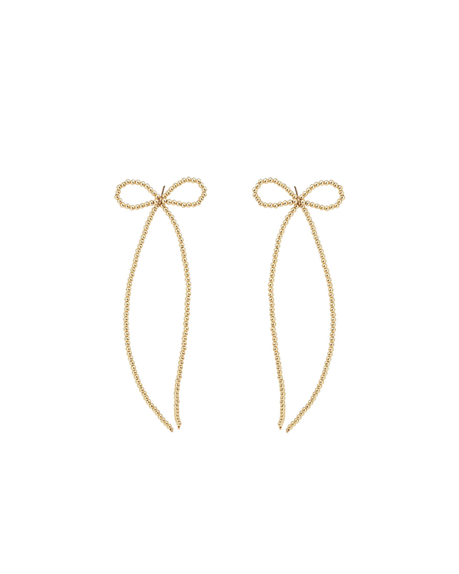 Beaded Long Bow Studs 14k Gold Filled