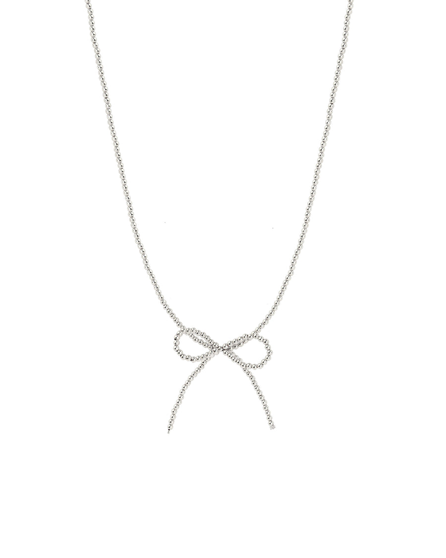 Beaded Bow Necklace Sterling Silver