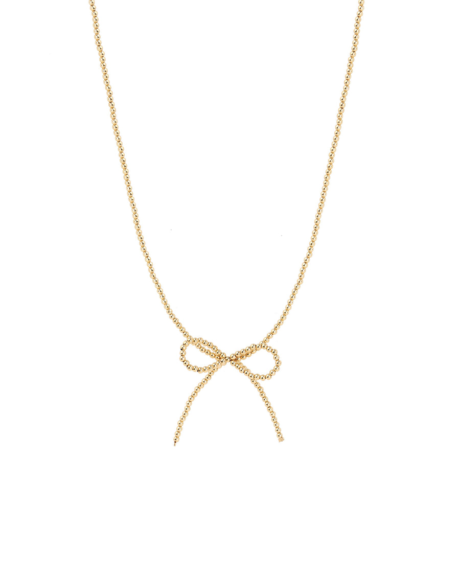 Beaded Bow Necklace 14k Gold Filled