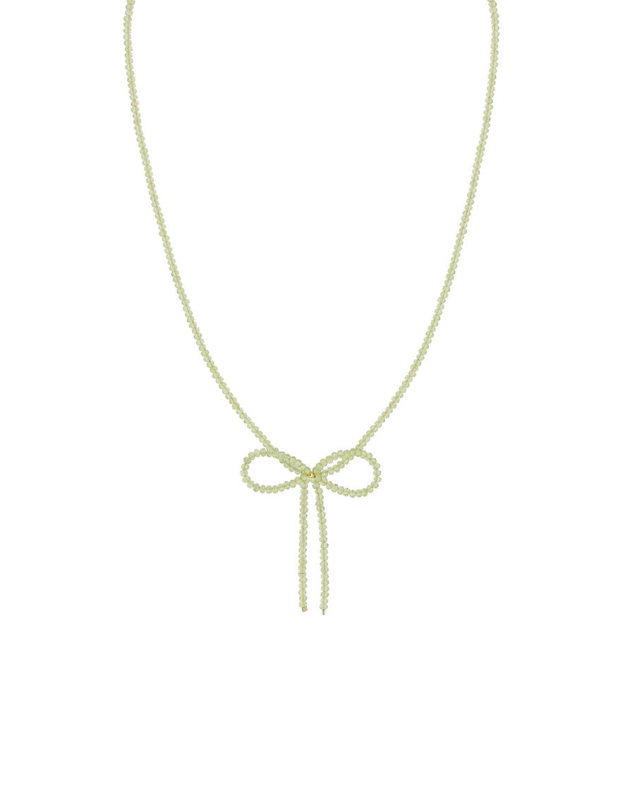 Peridot Bow Necklace 14k Gold Filled, Peridot