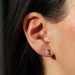 Poppy Rose-Pearl + CZ Drop Studs-Earrings-Blue Ruby Jewellery-Vancouver Canada