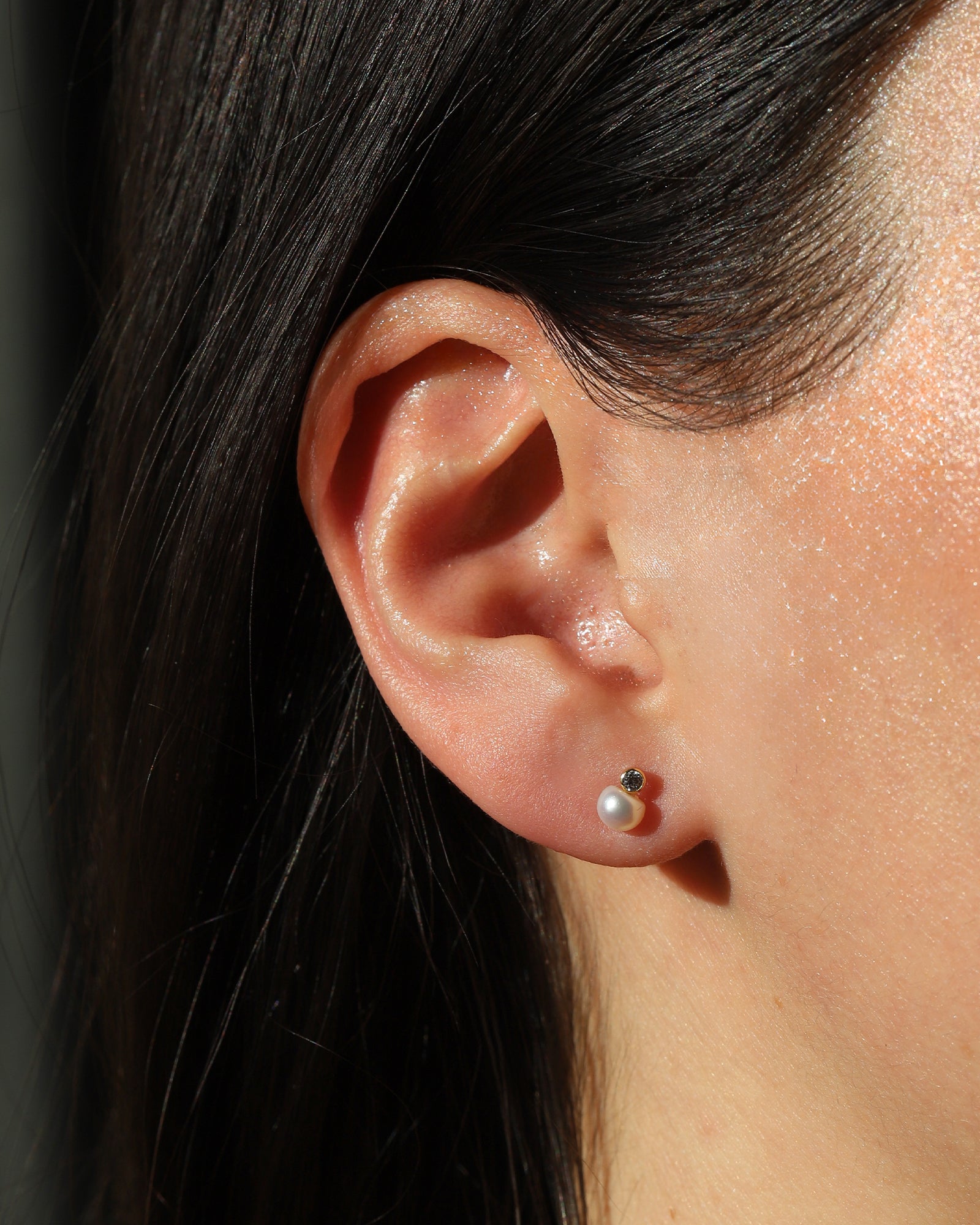 Poppy Rose-Pearl + CZ Drop Studs-Earrings-Blue Ruby Jewellery-Vancouver Canada