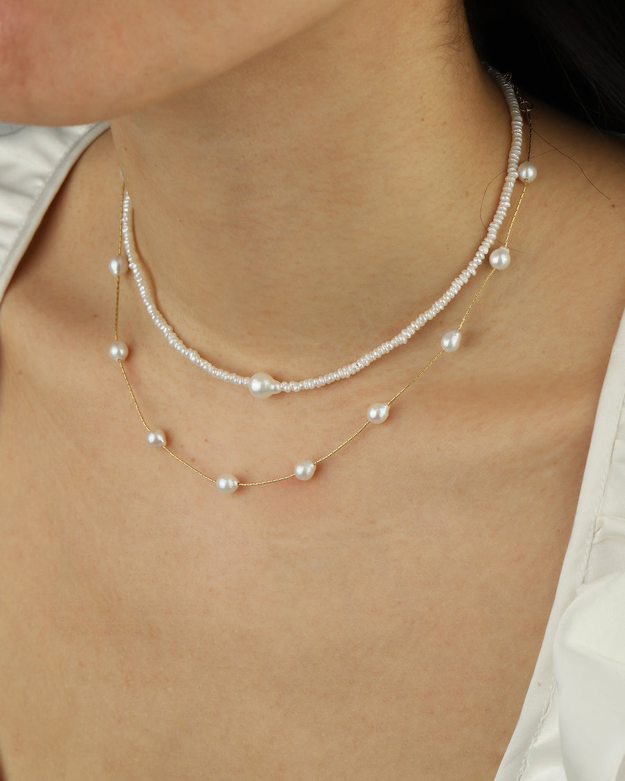 Baroque Potato Pearl Choker Necklace 14k Gold Filled, White Pearl