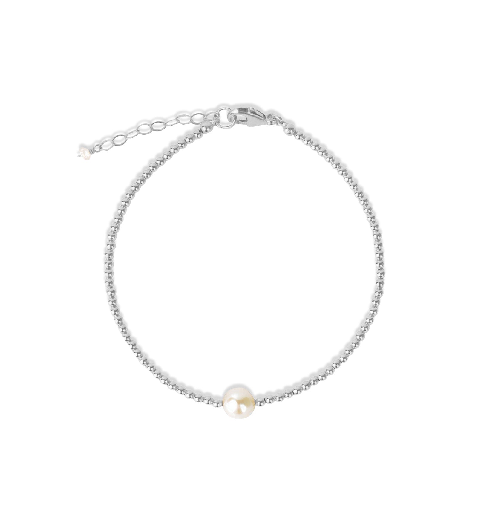Poppy Rose-Beaded Pearl Bracelet | 6mm-Bracelets-Sterling Silver, White Pearl-Blue Ruby Jewellery-Vancouver Canada