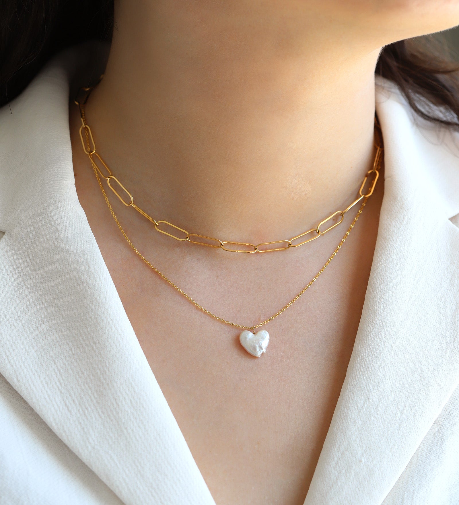 Poppy Rose-Pearl Heart Drop Necklace-Necklaces-Blue Ruby Jewellery-Vancouver Canada