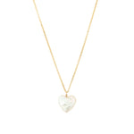 Pearl Heart Drop Necklace 14k Gold Filled, White Pearl