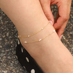 Poppy Rose-Two Row Pearl Station Anklet-Anklets-Blue Ruby Jewellery-Vancouver Canada