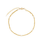 Poppy Rose-Two Row Pearl Station Anklet-Anklets-14k Gold Filled, White Pearl-Blue Ruby Jewellery-Vancouver Canada