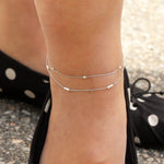 Poppy Rose-Two Row Pearl Station Anklet-Anklets-Blue Ruby Jewellery-Vancouver Canada