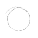 Poppy Rose-Two Row Pearl Station Anklet-Anklets-Sterling Silver, White Pearl-Blue Ruby Jewellery-Vancouver Canada