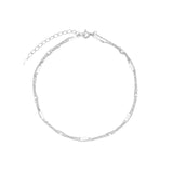 Poppy Rose-Two Row Pearl Station Anklet-Anklets-Sterling Silver, White Pearl-Blue Ruby Jewellery-Vancouver Canada