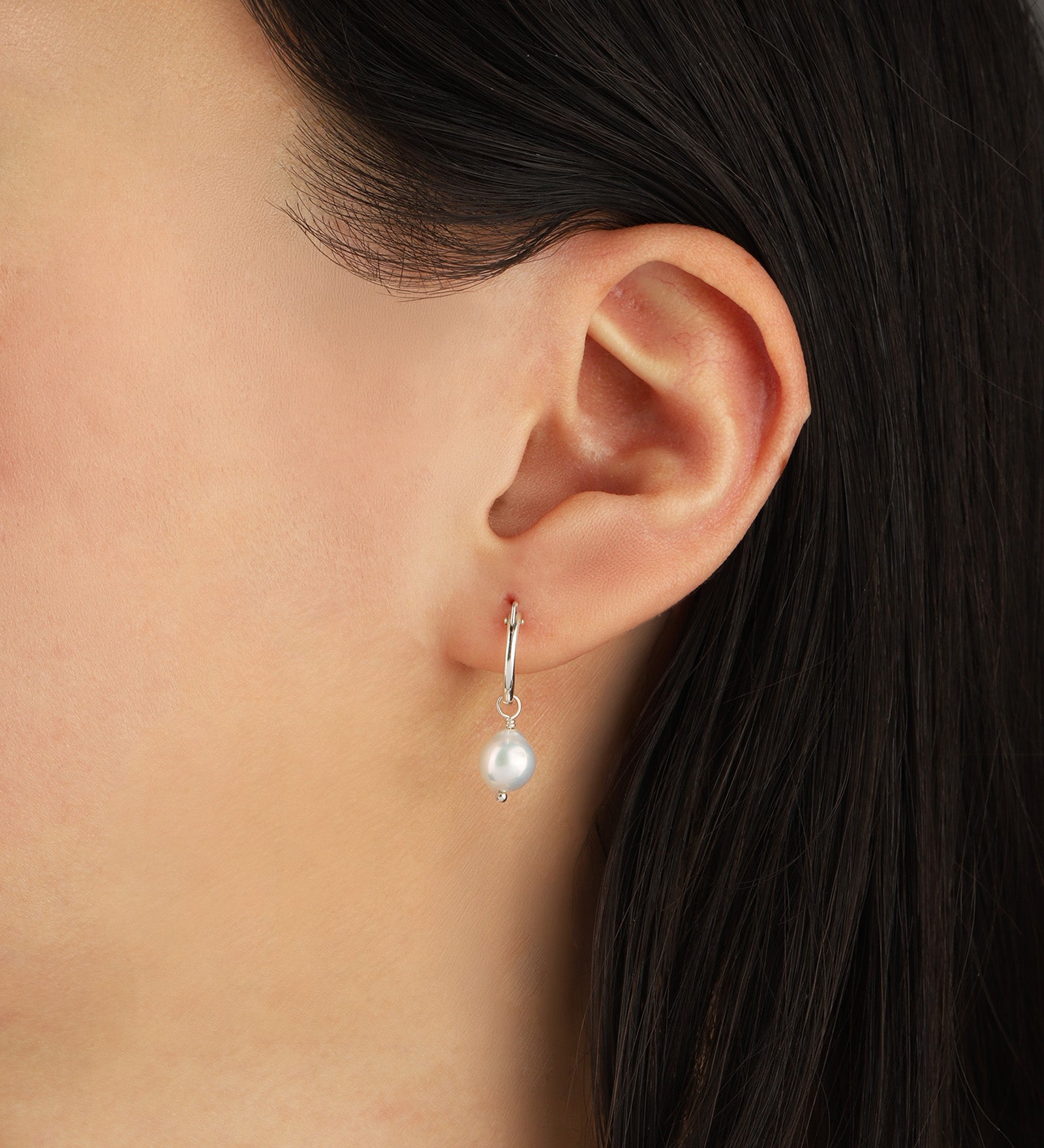 Poppy Rose-Baroque Pearl Drop Huggies-Earrings-Blue Ruby Jewellery-Vancouver Canada