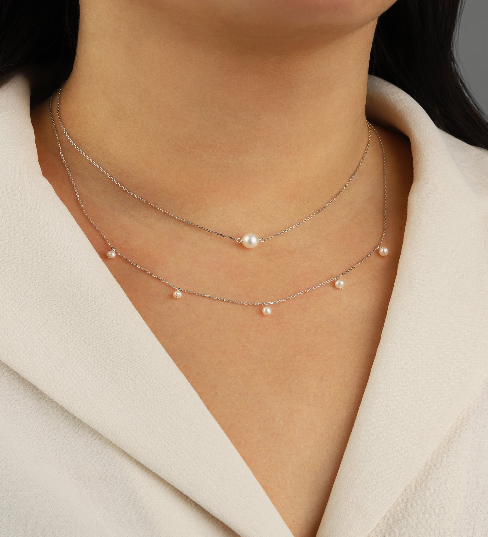 Poppy Rose-5 Dangle Pearl Necklace-Necklaces-Blue Ruby Jewellery-Vancouver Canada