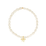 Poppy Rose-Bow Drop Pearl Bracelet | 3mm-Bracelets-Blue Ruby Jewellery-Vancouver Canada